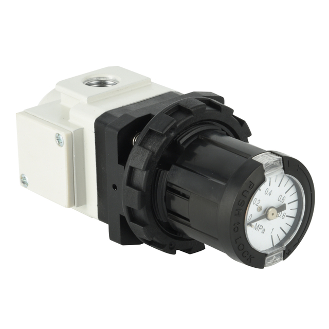 Built-in pressure gauge regulator